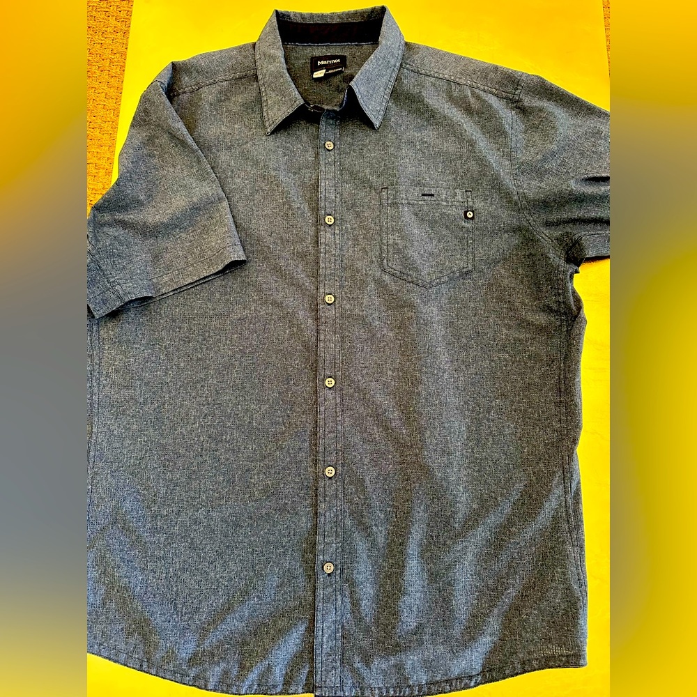 Marmot Blue Casual Button Down Shirt Short Sleeve